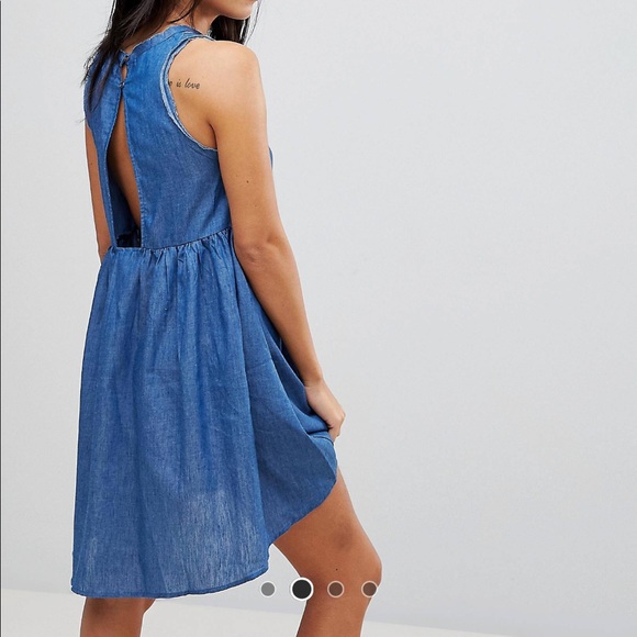 ASOS denim embroidered swing dress - Picture 3 of 7